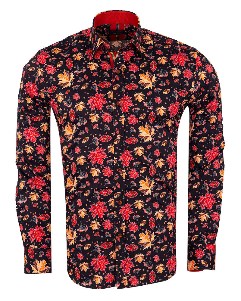 Burnt Autumn Leaf Print with Matching Handkerchief-Makrom