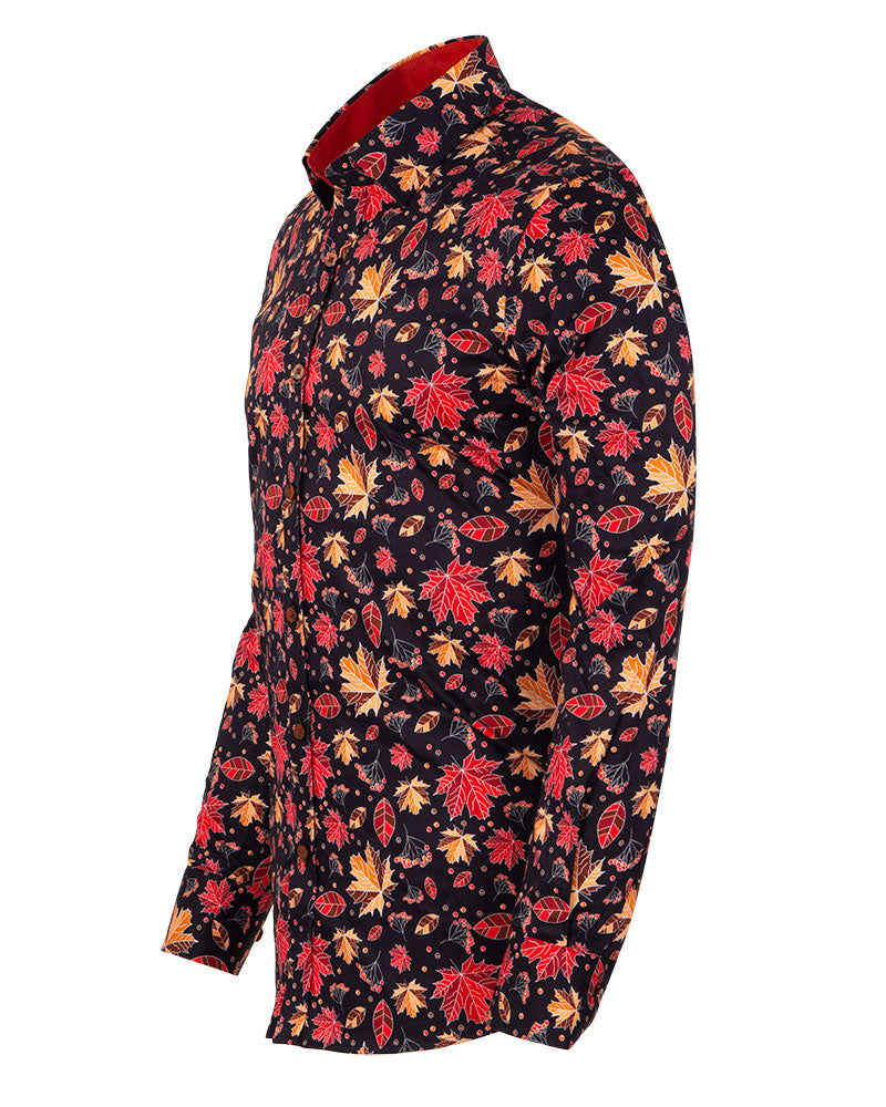 Burnt Autumn Leaf Print with Matching Handkerchief-Makrom