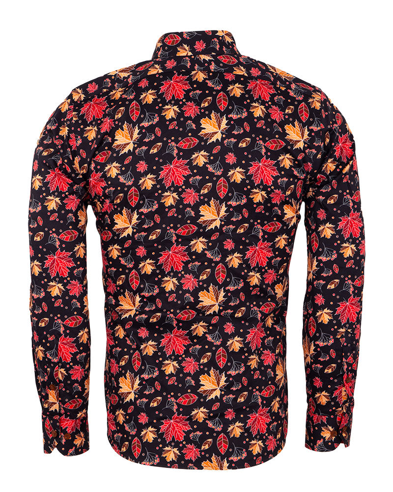 Burnt Autumn Leaf Print with Matching Handkerchief-Makrom