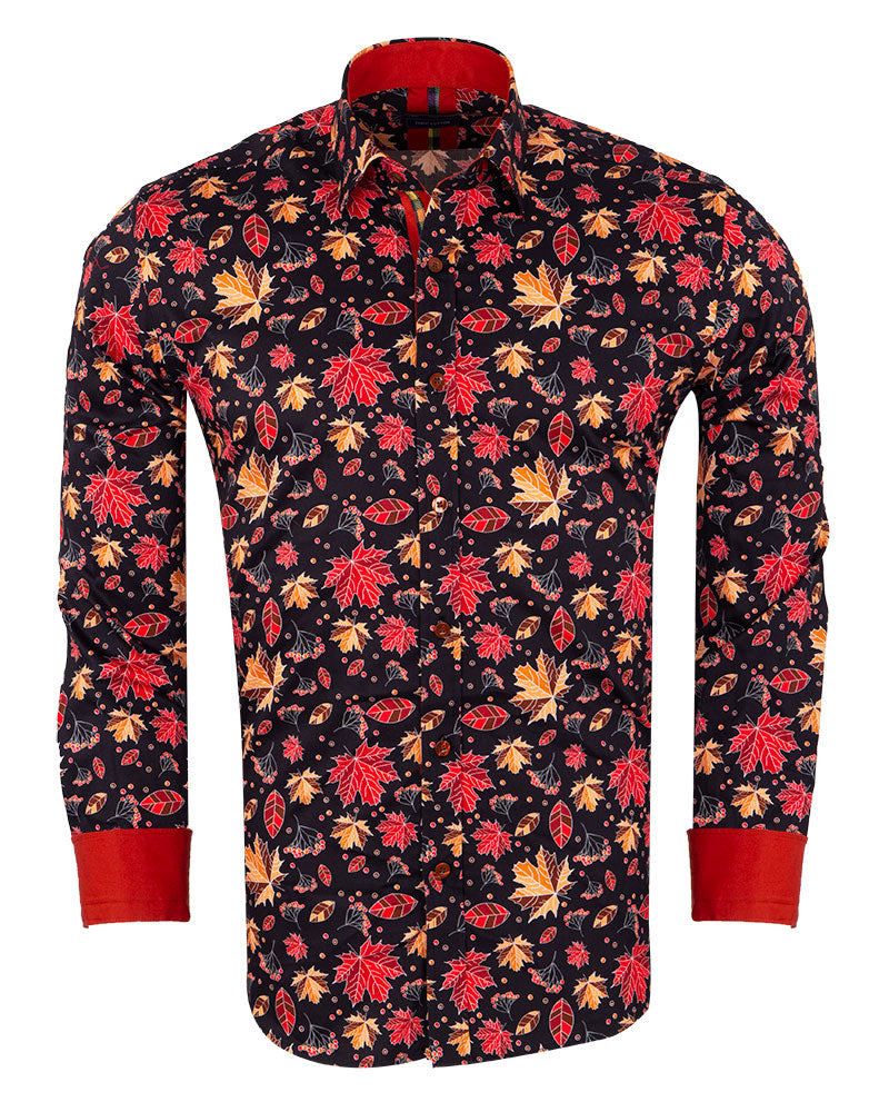 Burnt Autumn Leaf Print with Matching Handkerchief-Makrom