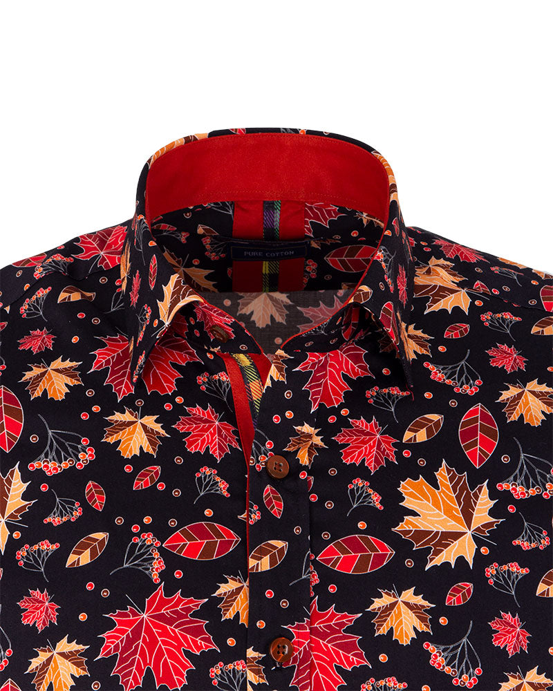 Burnt Autumn Leaf Print with Matching Handkerchief-Makrom