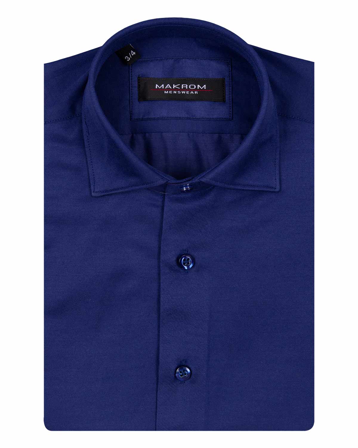 Dark Blue Classic Boys Plain Luxury Long Sleeve Shirt