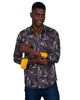 Camel Tartan Paisley Pure Cotton Shirts For Men-Makrom