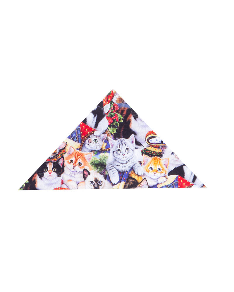 Cat Print Shirt with Matching Handkerchief-Makrom