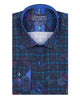 Check Paisley Print Men's Shirt with Matching Handkerchief-Makrom
