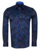Check Paisley Print Men's Shirt with Matching Handkerchief-Makrom