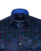 Check Paisley Print Men's Shirt with Matching Handkerchief-Makrom