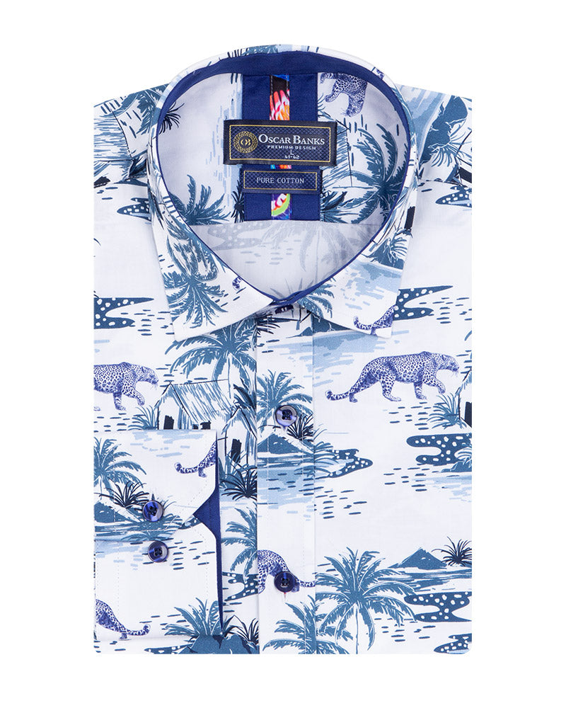 Cheetah in Jungle Print Shirt with Matching Handkerchief-Makrom
