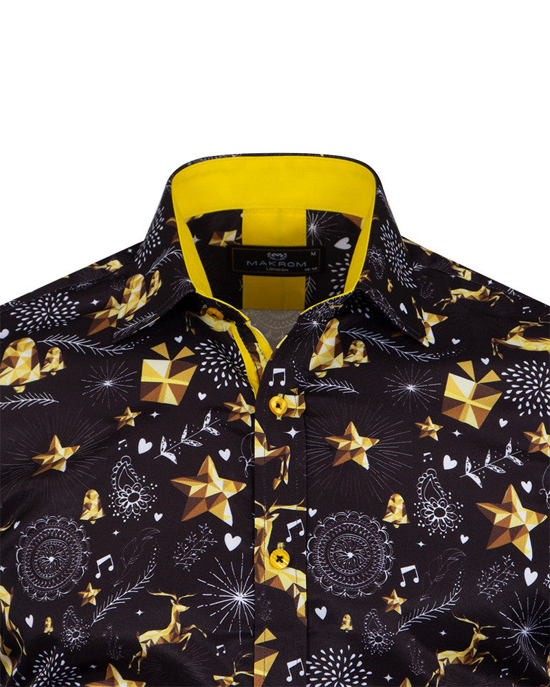 Christmas Carol Print Shirt-Makrom