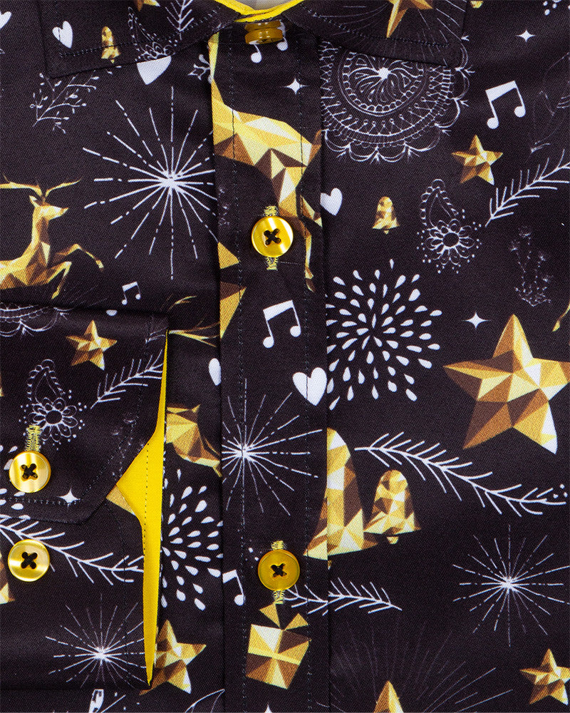 Christmas Carol Print Shirt-Makrom