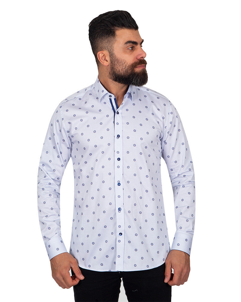 Circle Printed stripe design Pure Cotton Shirt-Makrom