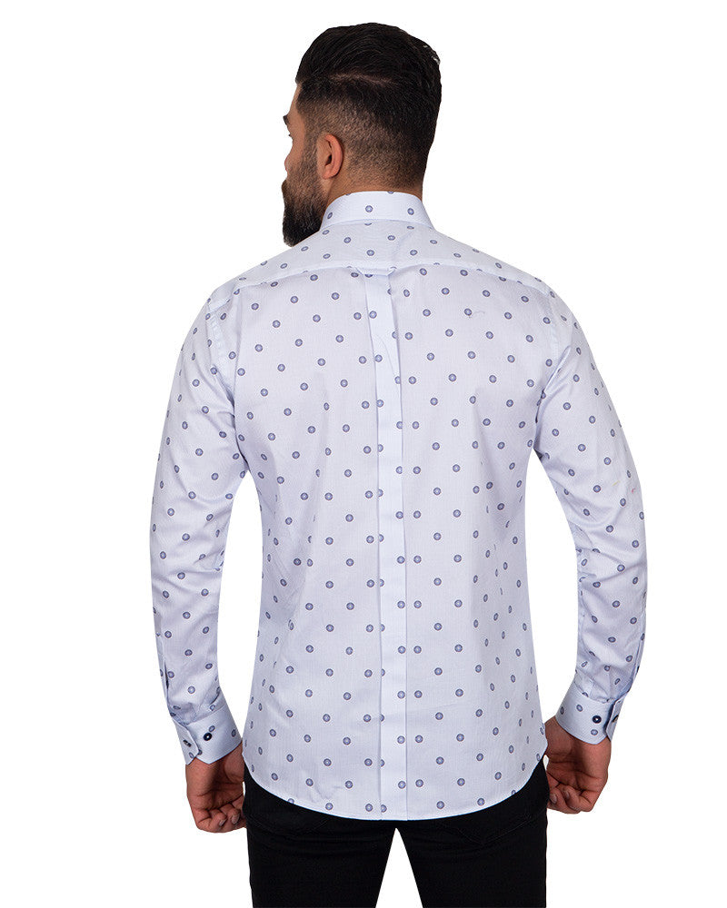 Circle Printed stripe design Pure Cotton Shirt-Makrom