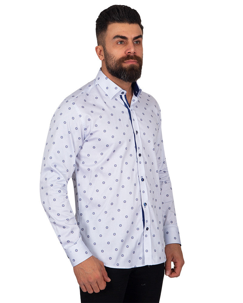 Circle Printed stripe design Pure Cotton Shirt-Makrom
