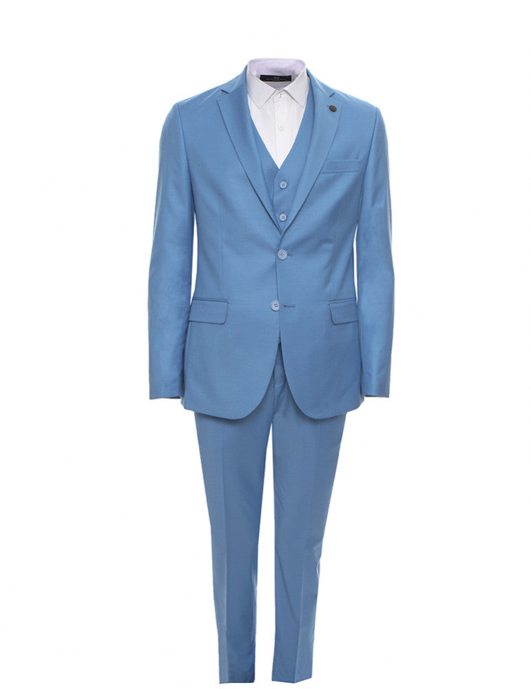 Blue Classic Plain 3 Piece Men's Suit