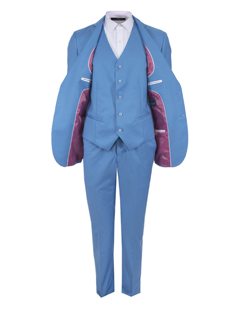 Blue Classic Plain 3 Piece Men's Suit