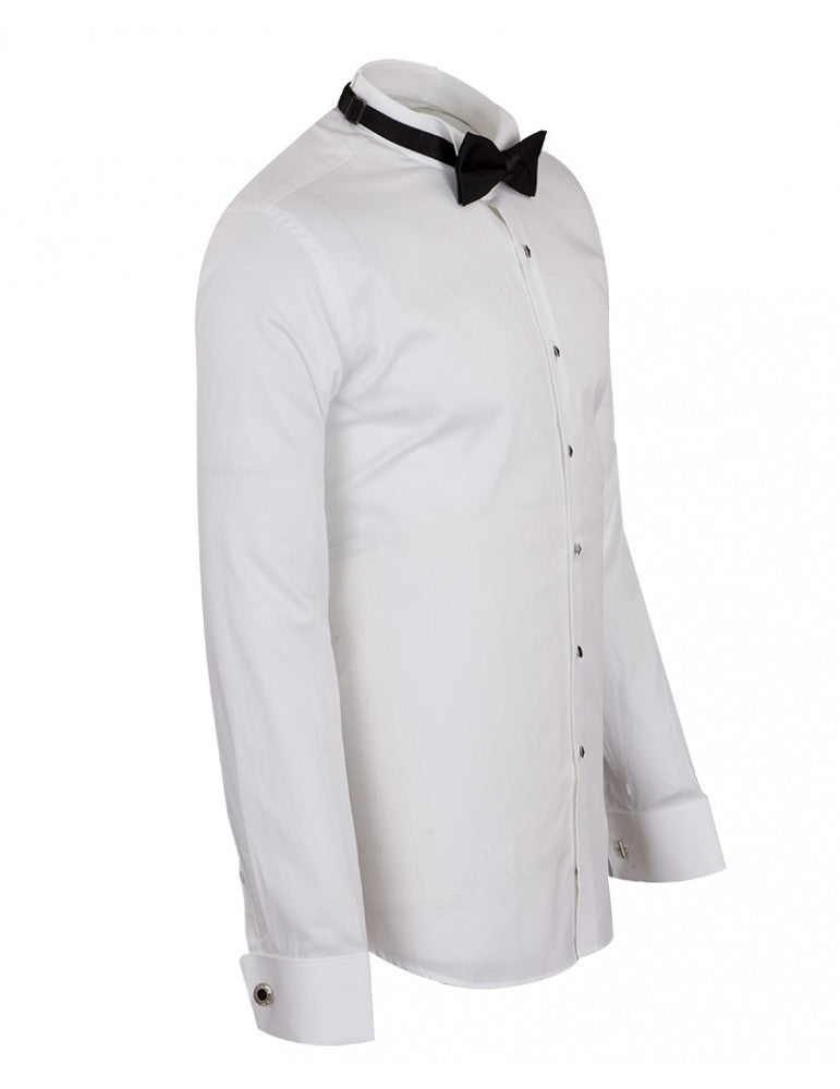 Classic Plain Wing Collar Bow Tie Men's Shirt-Makrom
