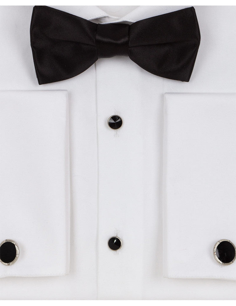 Classic Plain Wing Collar Bow Tie Men's Shirt-Makrom
