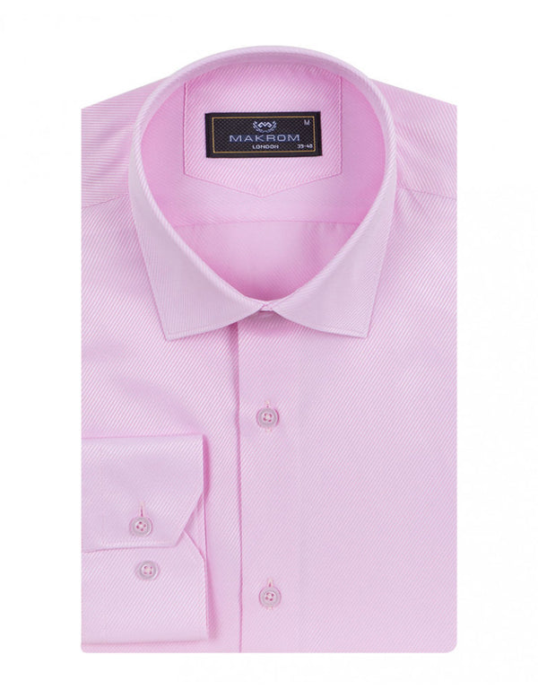 Pink Classic Twill Single Cuff Shirt – Makrom