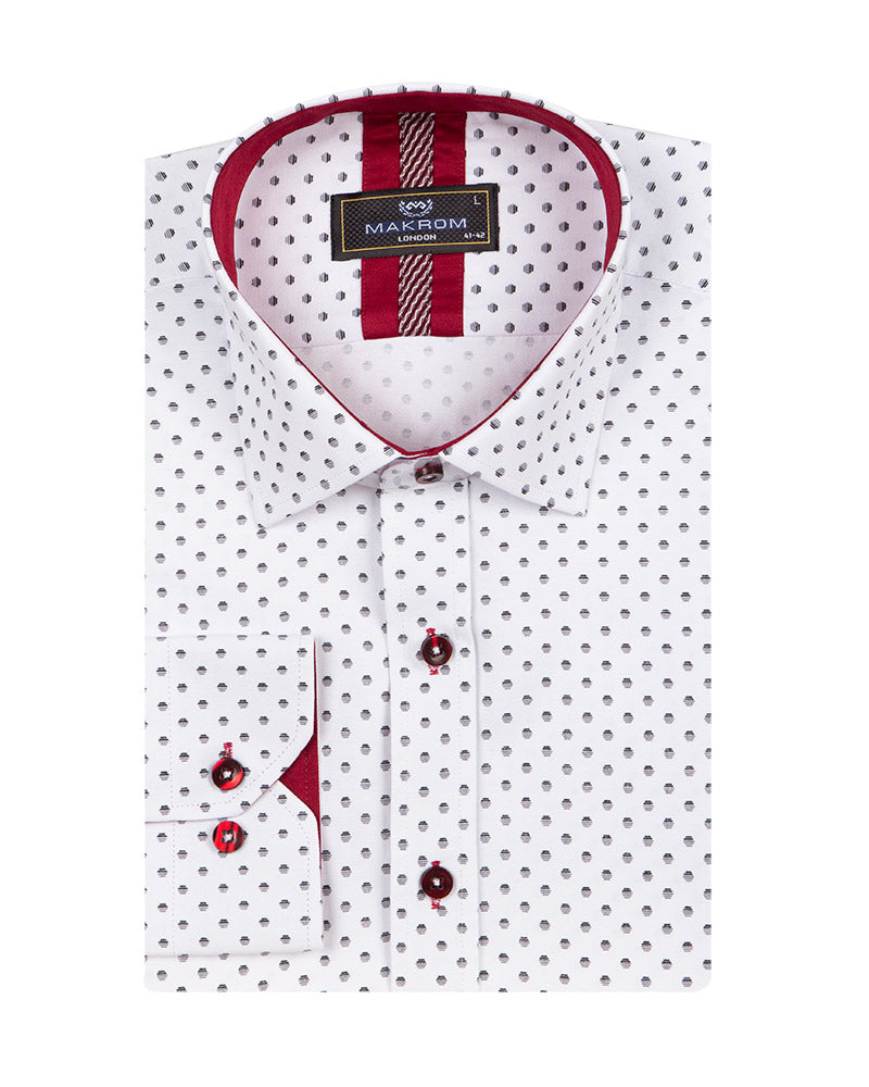 Classic White Dotted Print Men's Shirt-Makrom