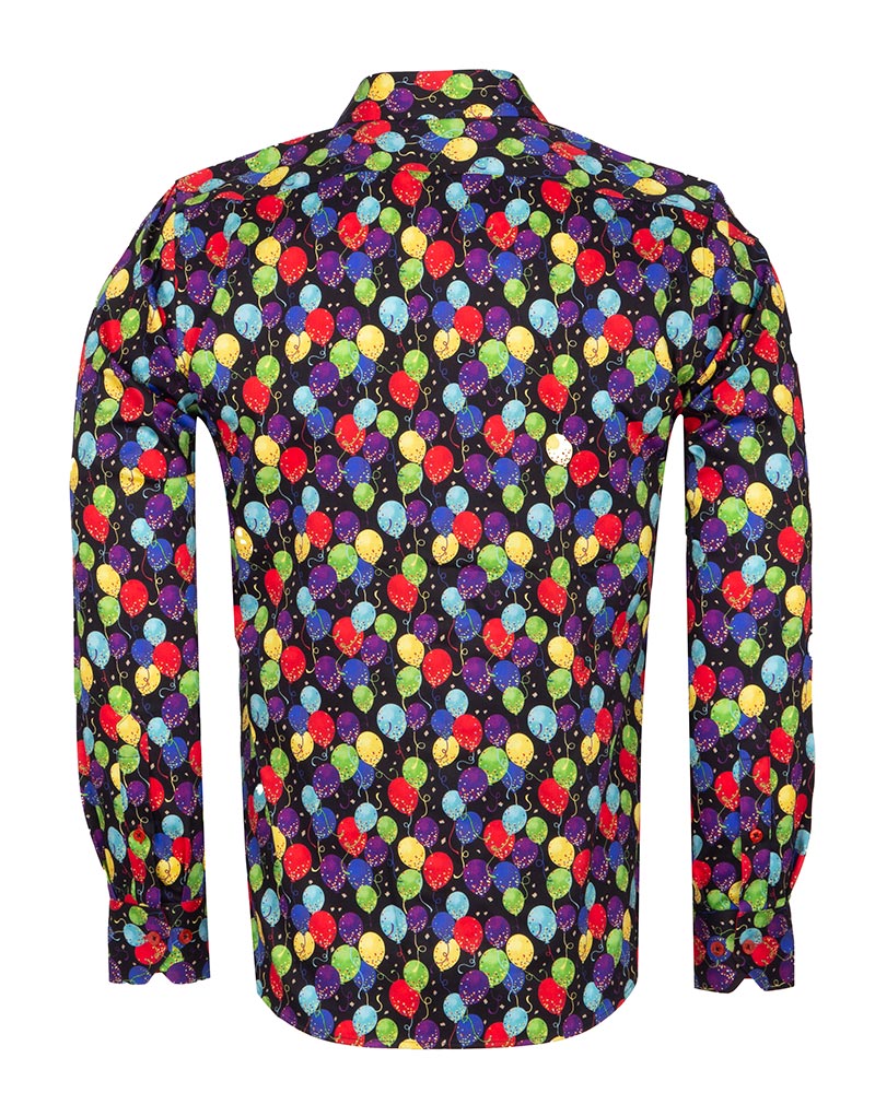 Colourful Balloons Print Pure Cotton Shirt with Matching Handkerchief-Makrom