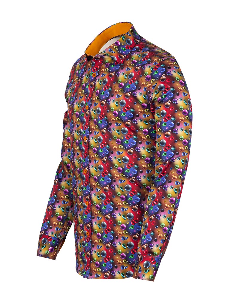 Colourful Bubbles Print Men's Shirt with Matching Handkerchief-Makrom