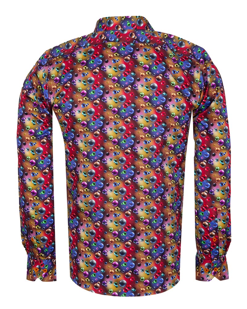 Colourful Bubbles Print Men's Shirt with Matching Handkerchief-Makrom
