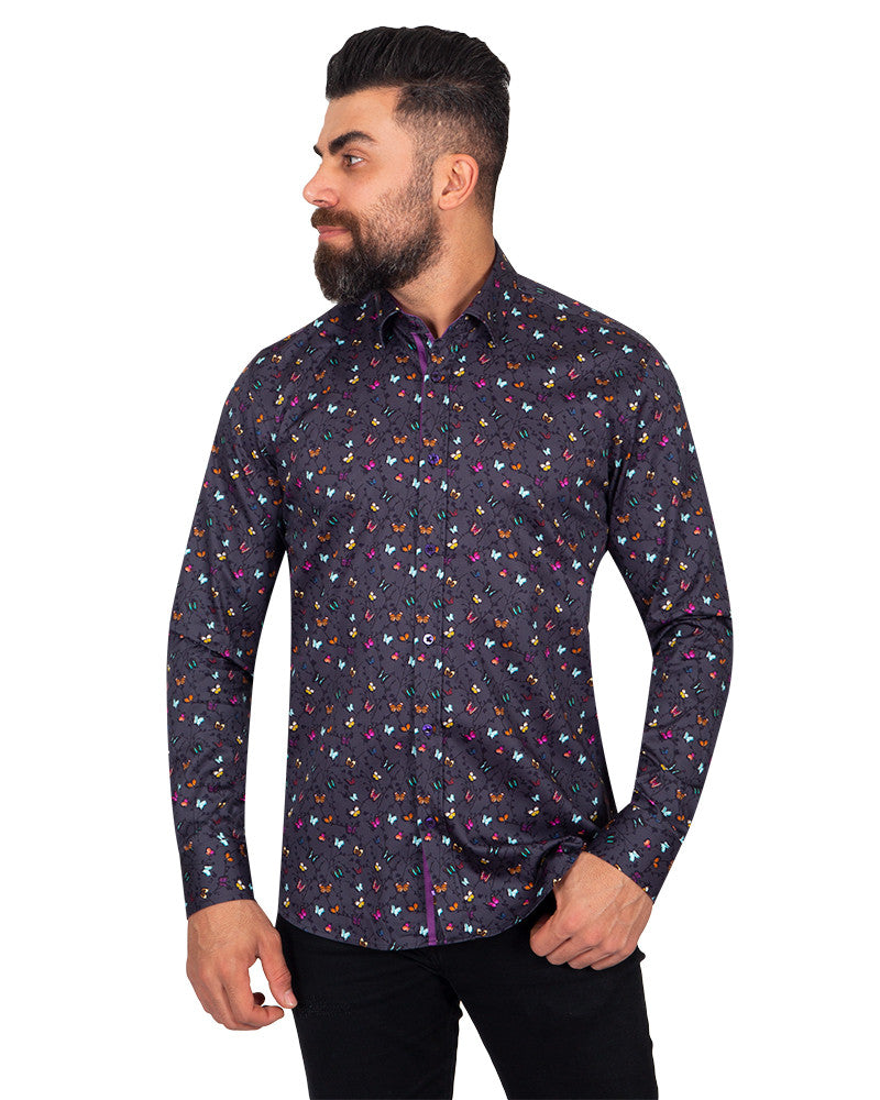 Colourful Butterfly Pure Cotton Print Shirt-Makrom