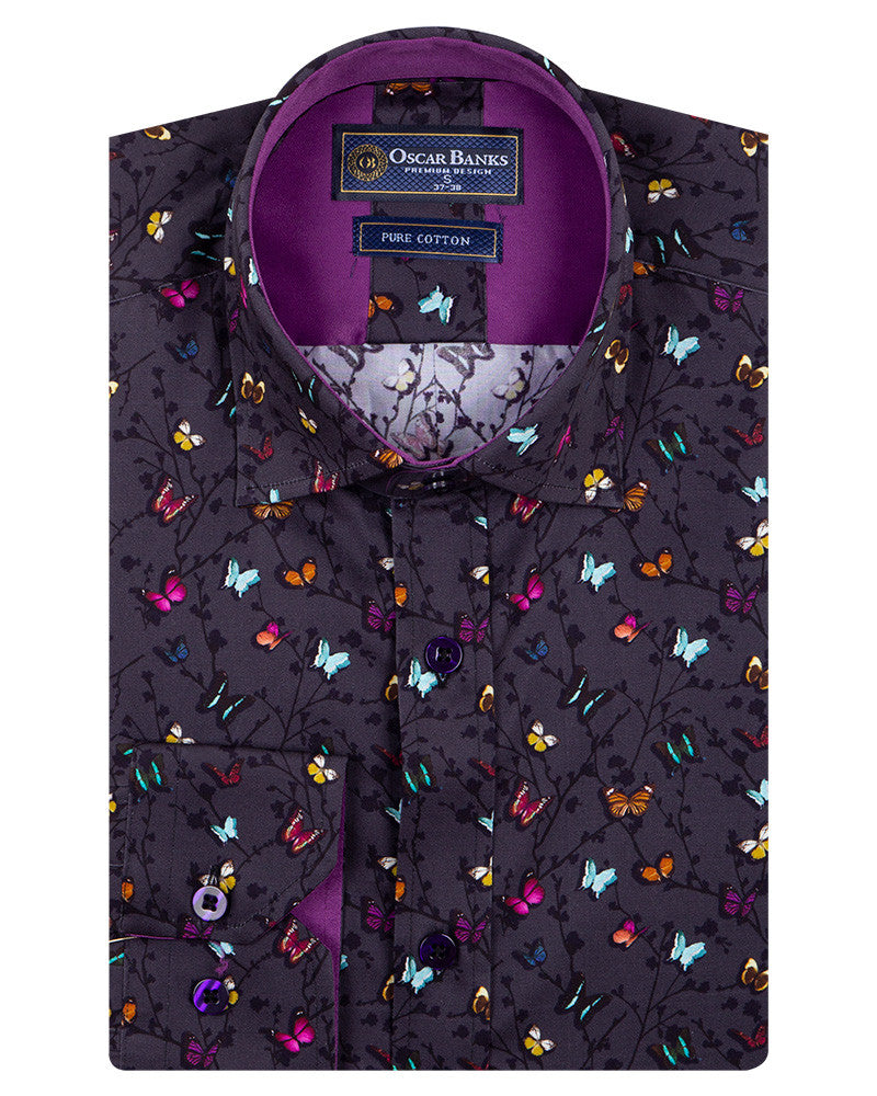 Colourful Butterfly Pure Cotton Print Shirt-Makrom
