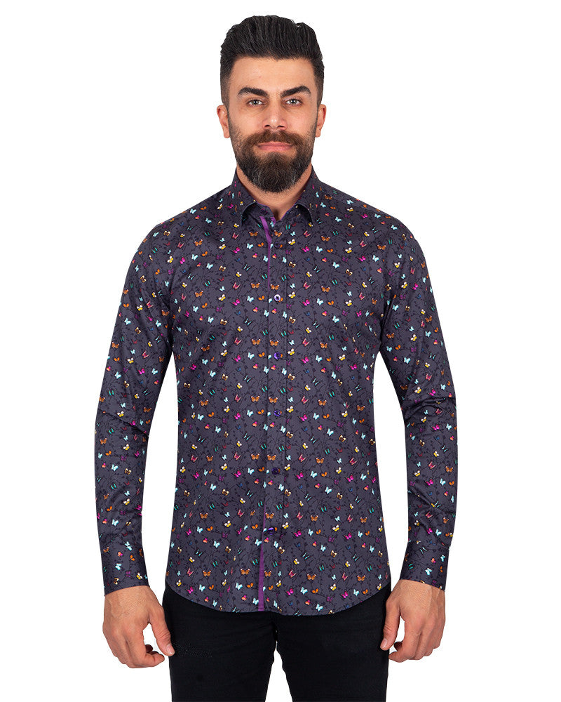 Colourful Butterfly Pure Cotton Print Shirt-Makrom