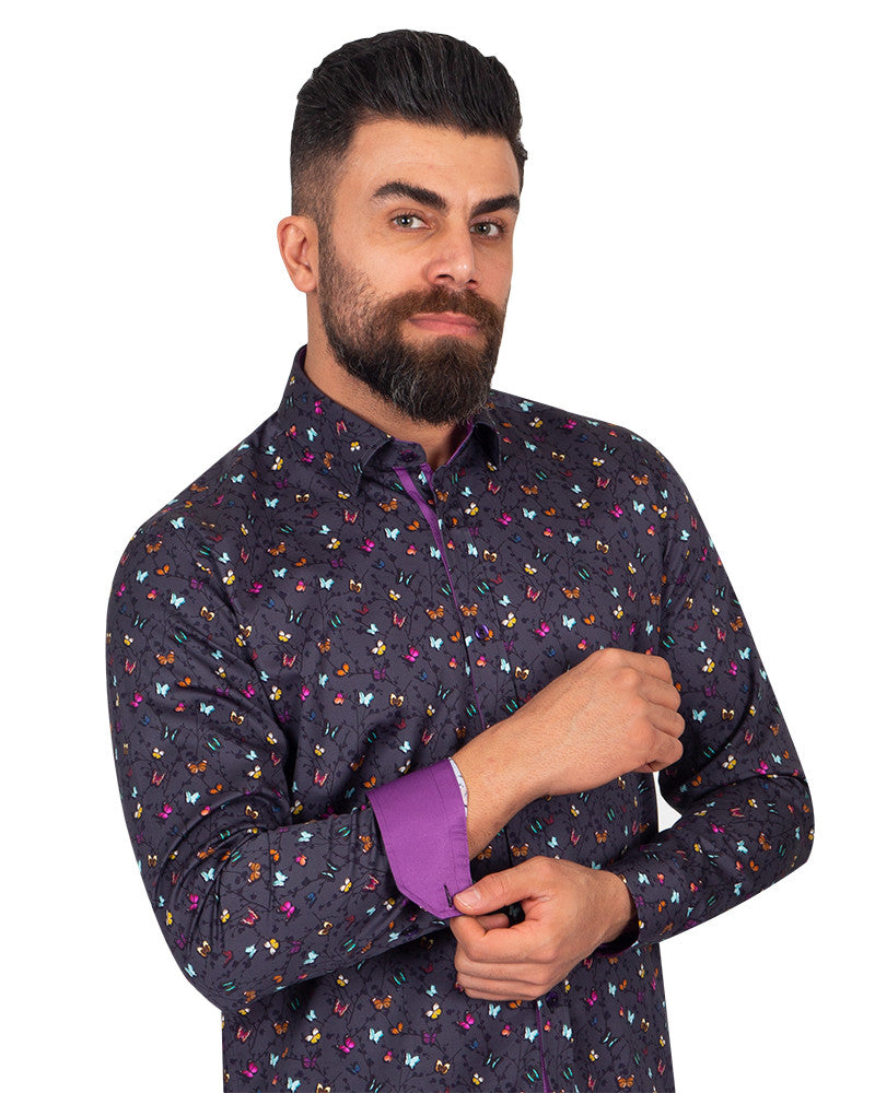 Colourful Butterfly Pure Cotton Print Shirt-Makrom
