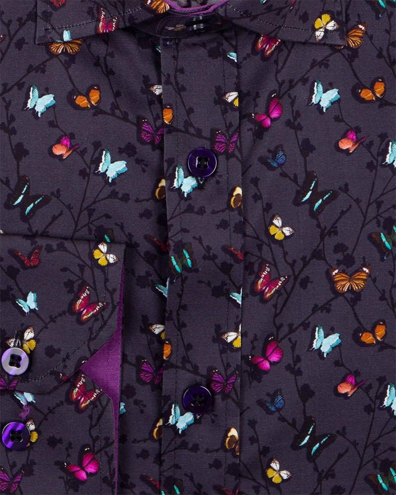 Colourful Butterfly Pure Cotton Print Shirt-Makrom