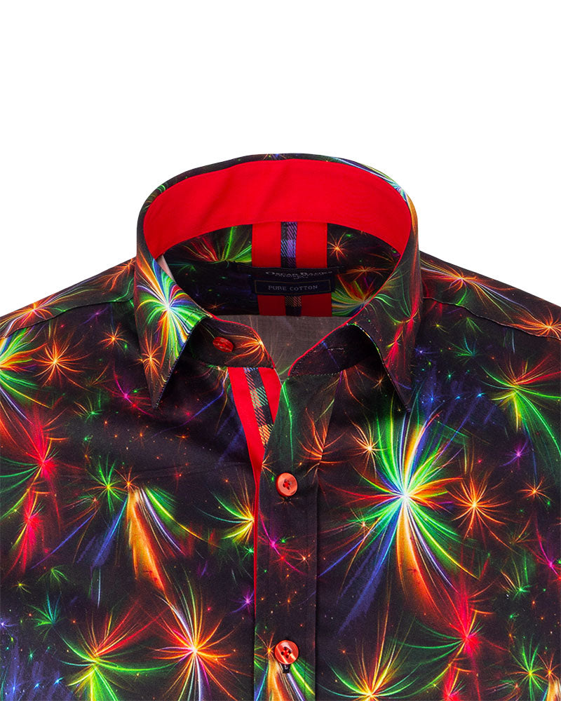 Colourful Christmas Firework Print with Matching Handkerchief-Makrom