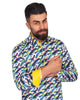 Colourful Feather Pure Cotton Print Shirt-Makrom