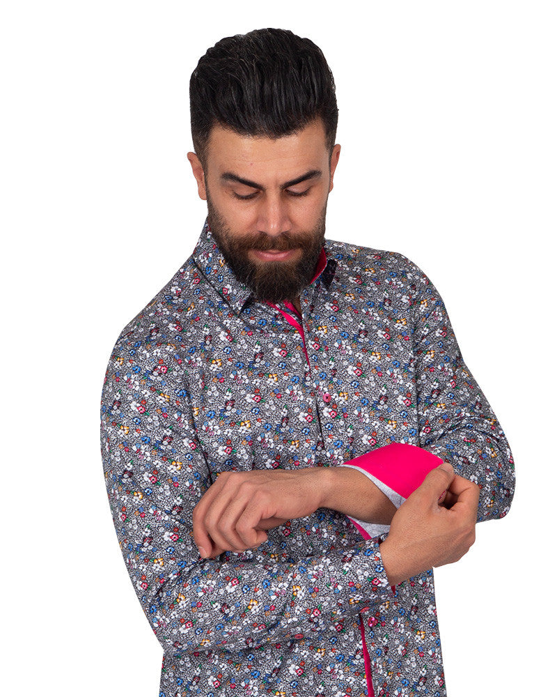 Colourful Floral Print Pure Cotton Shirt-Makrom