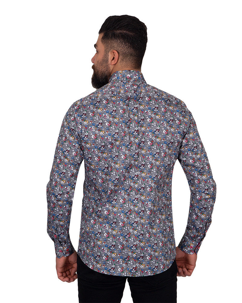 Colourful Floral Print Pure Cotton Shirt-Makrom