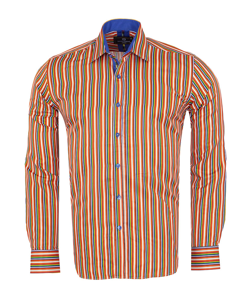 Colourful Pinstriped Print Shirt-Makrom