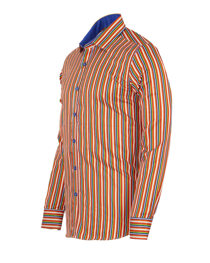 Colourful Pinstriped Print Shirt-Makrom