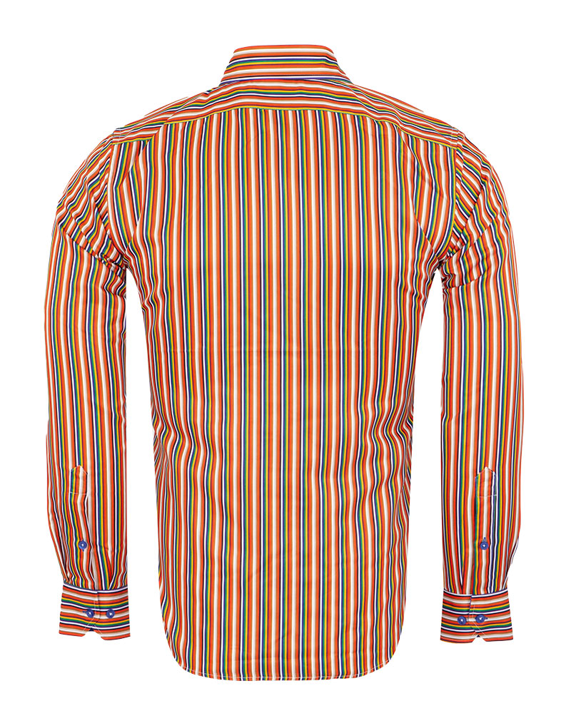 Colourful Pinstriped Print Shirt-Makrom