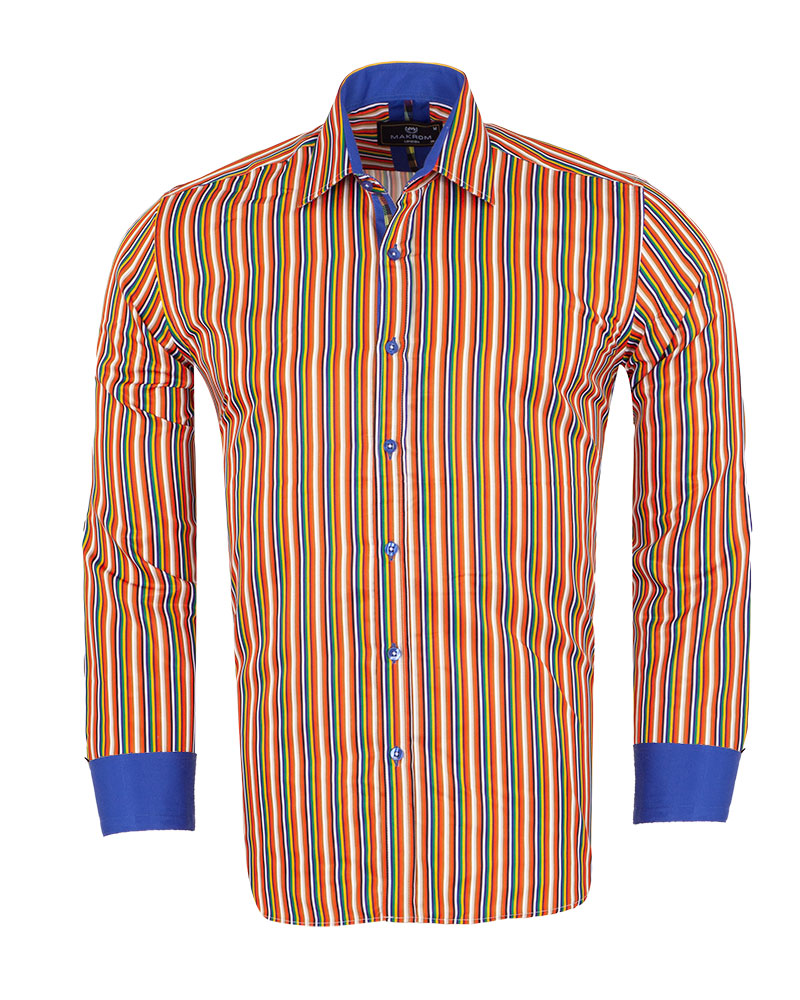 Colourful Pinstriped Print Shirt-Makrom