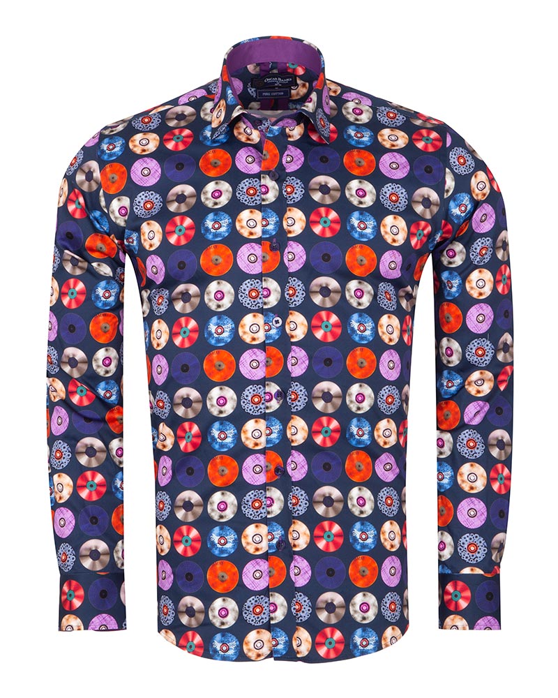 Colourful Vinyl Print Shirt with Matching Handkerchief-Makrom