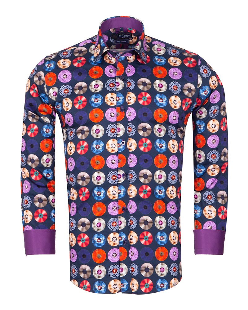 Colourful Vinyl Print Shirt with Matching Handkerchief-Makrom