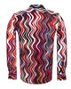 Colourful Wavy Lines Print Shirt with Matching Handkerchief-Makrom