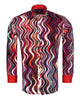 Colourful Wavy Lines Print Shirt with Matching Handkerchief-Makrom
