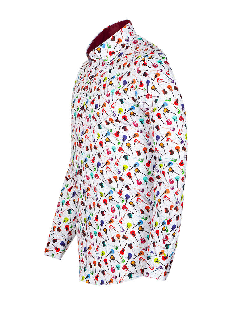 Colourful White Guitar Print with Matching Handkerchief-Makrom