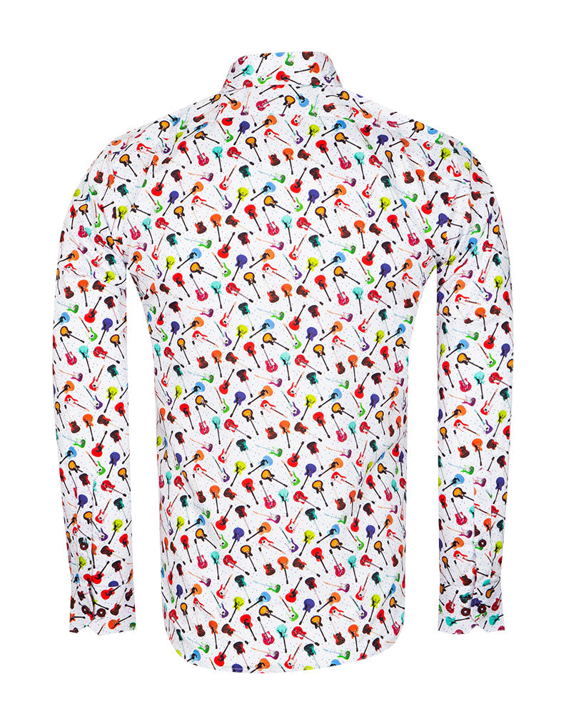 Colourful White Guitar Print with Matching Handkerchief-Makrom