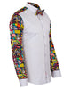 Comic Book Print Tuxedo Shirt-Makrom