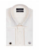 Cream Casual Twill Double Cuff Long Sleeve Shirt-Makrom