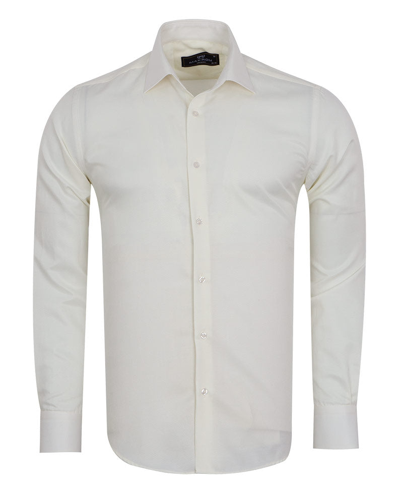 Cream Classic Twill Single Cuff Shirt-Makrom