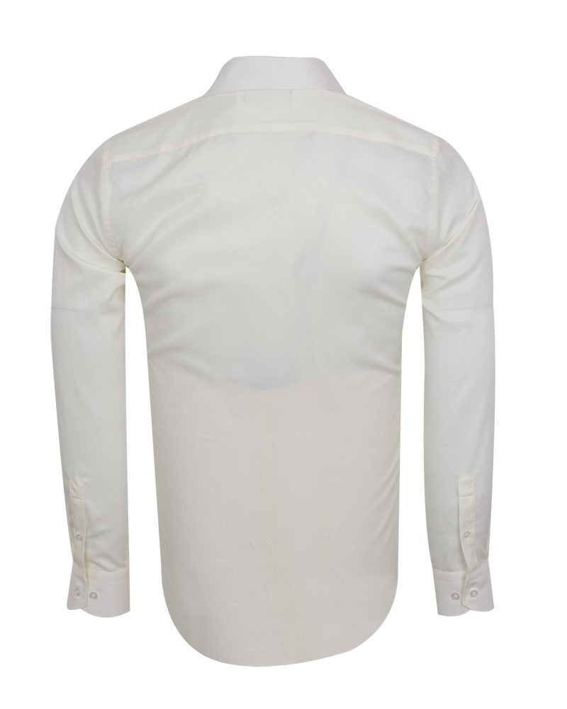 Cream Classic Twill Single Cuff Shirt-Makrom