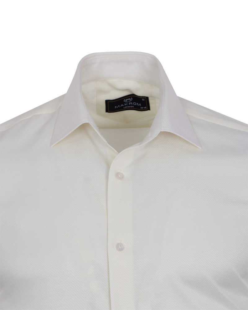 Cream Classic Twill Single Cuff Shirt-Makrom